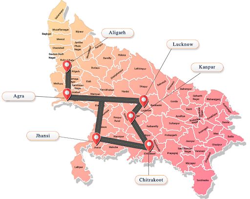 Uttar Pradesh Defence Industrial Corridor map